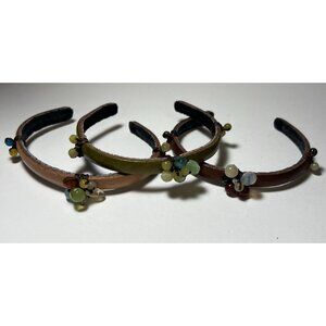 3 Leather Cuff Bracelets And Beaded Cuff Lot